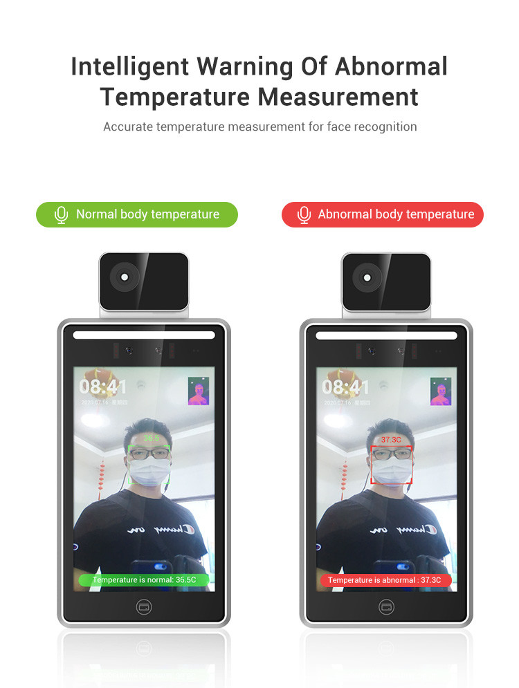 8 Inch LCD Screen Door Lock Smart Face Recognition Temperature Device With Camera