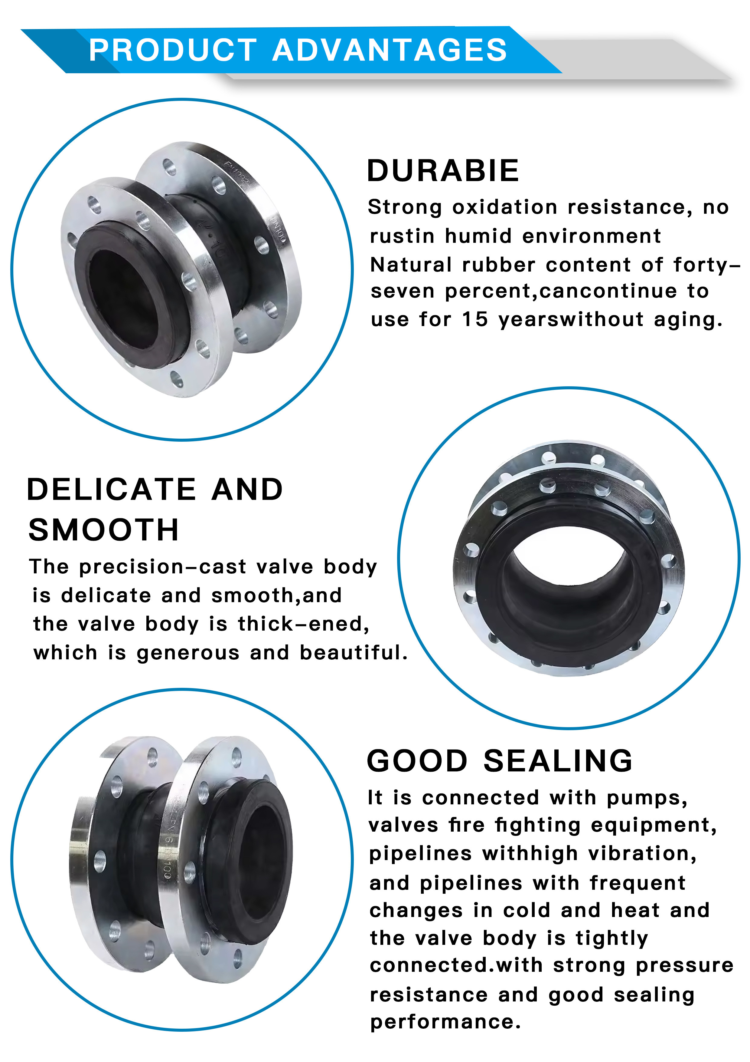 Din2576 Pn10 Flanged Epdm Nbr Rubber Expansion Joint For Pipe Fitting