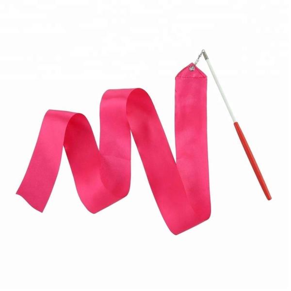 4m Silk Artistic Gymnastics Ribbon , Gymnastics Twirling Ribbon Soft Nylon