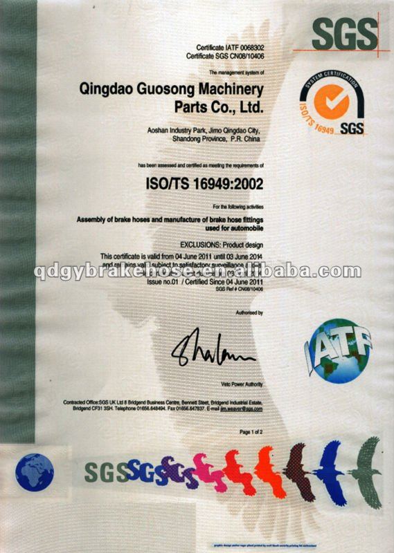 DOT SAE J1401 steel crimped Eye fitting for brake hose
