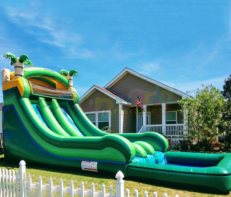 Tarpaulin Outdoor Inflatable Water Slides Carnival Palm Tree Bounce House