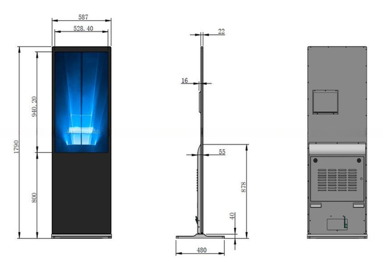 UHD 4K 43" inch Floor stand WIFI Android LED advertising display Kiosk with wireless network remote control function