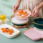 Double Wall Insulated Colorful Ceramic Dinner Plates Nordic Style For Cooking
