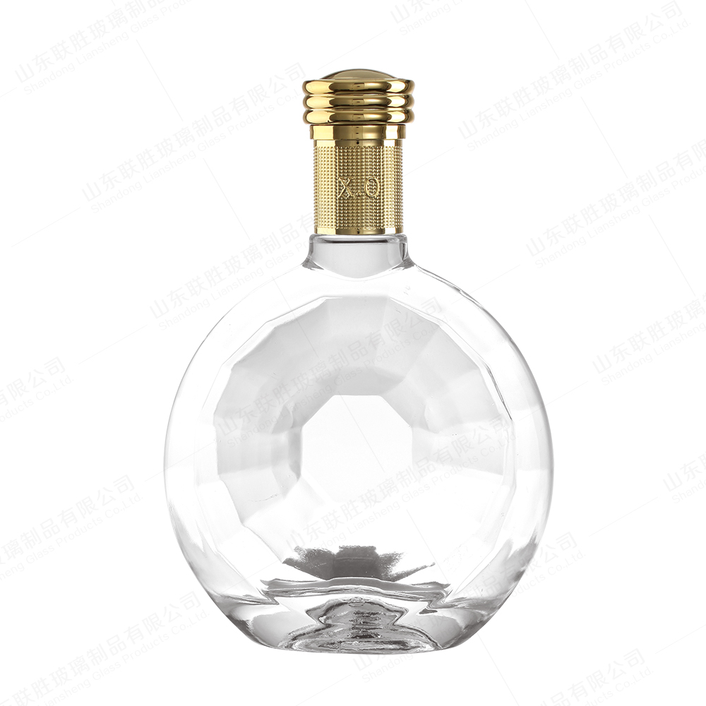 Tequila Glass Decanter Customized Design 200ml 500ml 750ml 1L Frosted and Transparent with Gold Collar