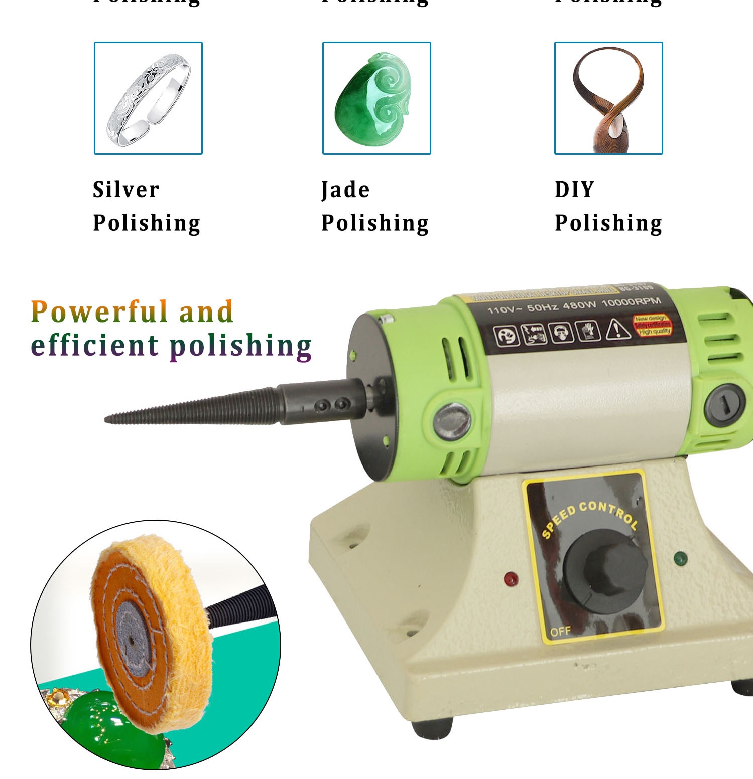 TOKTOS 7200rpm Table Top Grinder Polisher 480W Bench Lathe Polisher