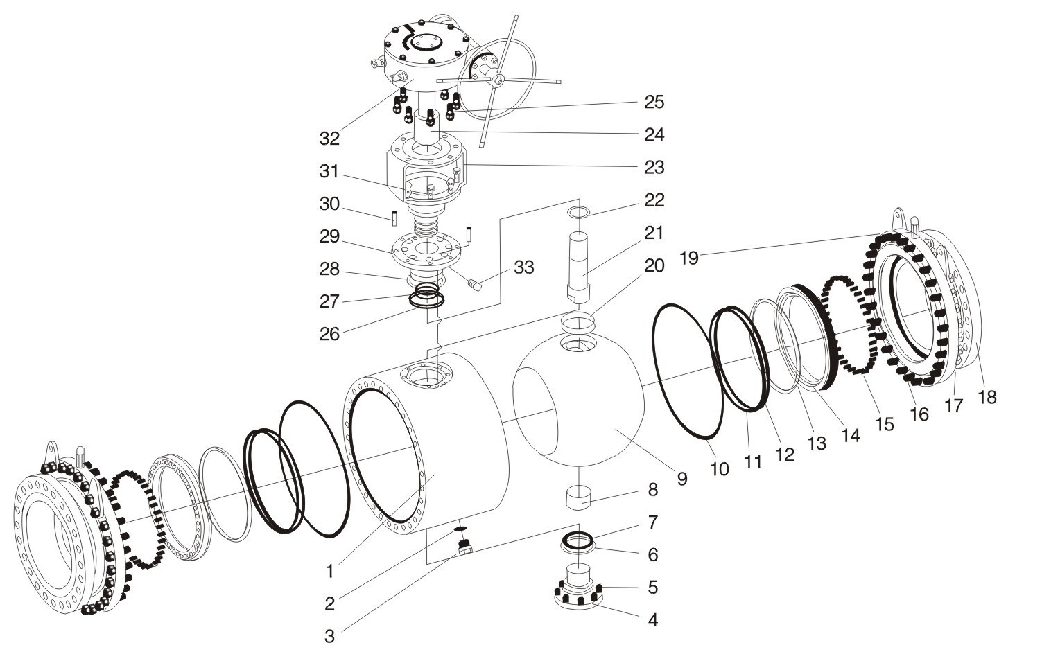 Split Trunnion Mounted Soft Seated Ball Valve Forged Steel A105 N Material