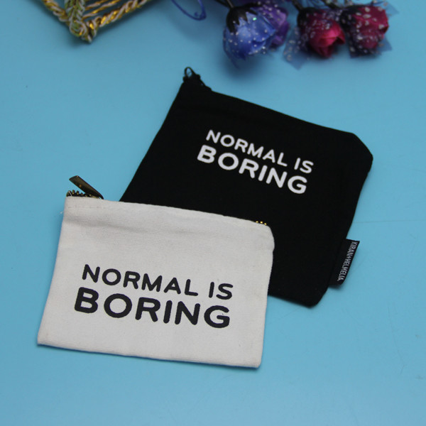 12oz Portable Cosmetic Zipper Bag Canvas Material Wear Resistant For Ladies