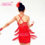 Purple Confetti Latin Dance Costumes Biketard sequined bust With Fringes Skirt