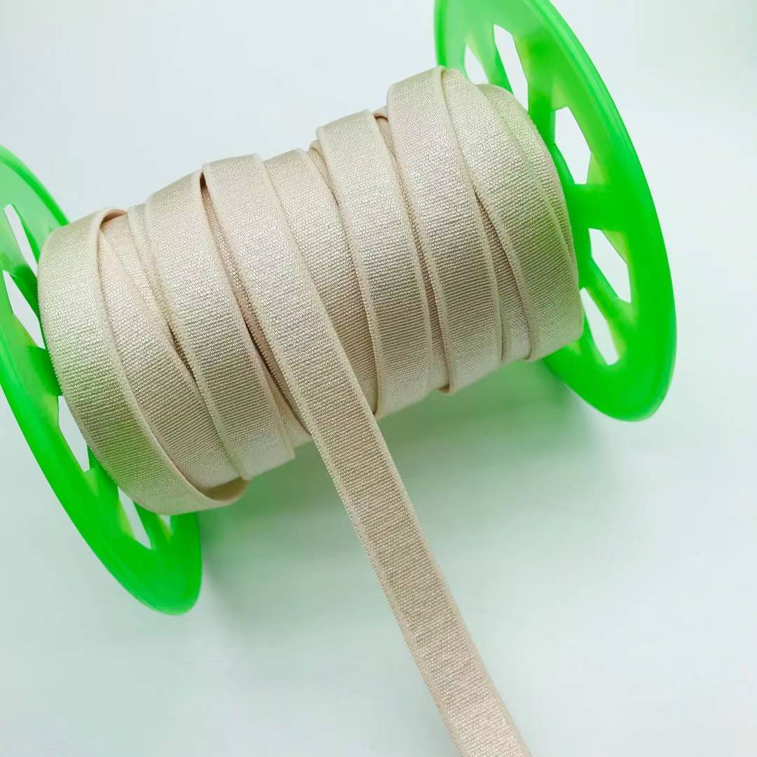 Custom Bra Elastic Band Black White Shiny Fold Over Elastic Trimming Ribbon Binding Bias Tape For Bra