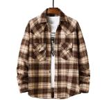 Men Flannel Plaid Shirt Cotton-Padded Thermal Shirts Mens Sports Shirts Fall