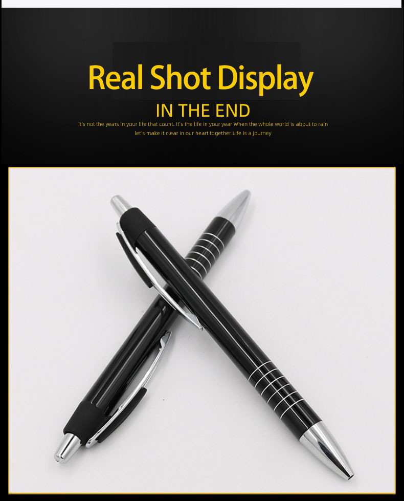 Press Type Aluminum Barrel Ball Pen Business Office Metal Retractable Ballpoint Pen