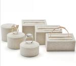 MDF Wrapped Linen Ring And Bracelet Holder , Velvet Ring Stand Shop Exhibition