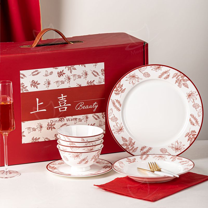 Custom Porcelain Christmas Plate Chinese Style Under Glazed Ceramic Ornaments