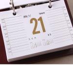 365 Inner Sheets Wooden Desktop Calendar , Custom Daily Desk Calendar 2 Rings