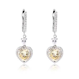 Quality OEM Love Heart Diamond Earrings 925 Sterling Silver Love Heart Earrings wholesale