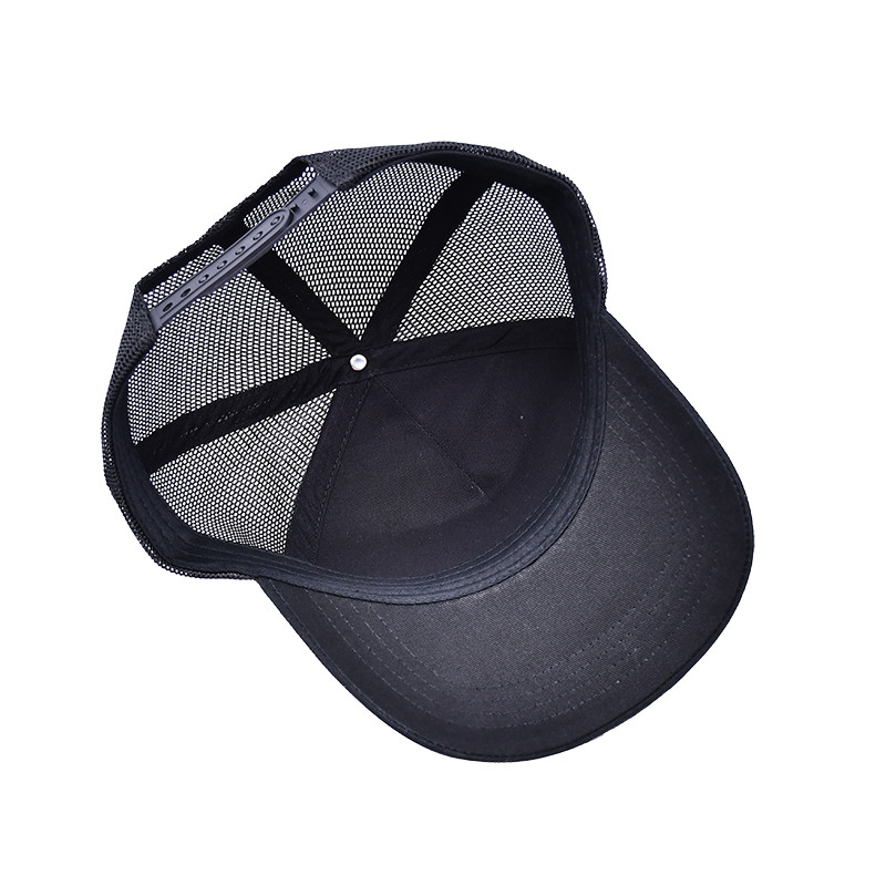 BSCI metal plate baseball cap Yellow Brim Mesh Trucker Hat 3D Embroidered Back Logo