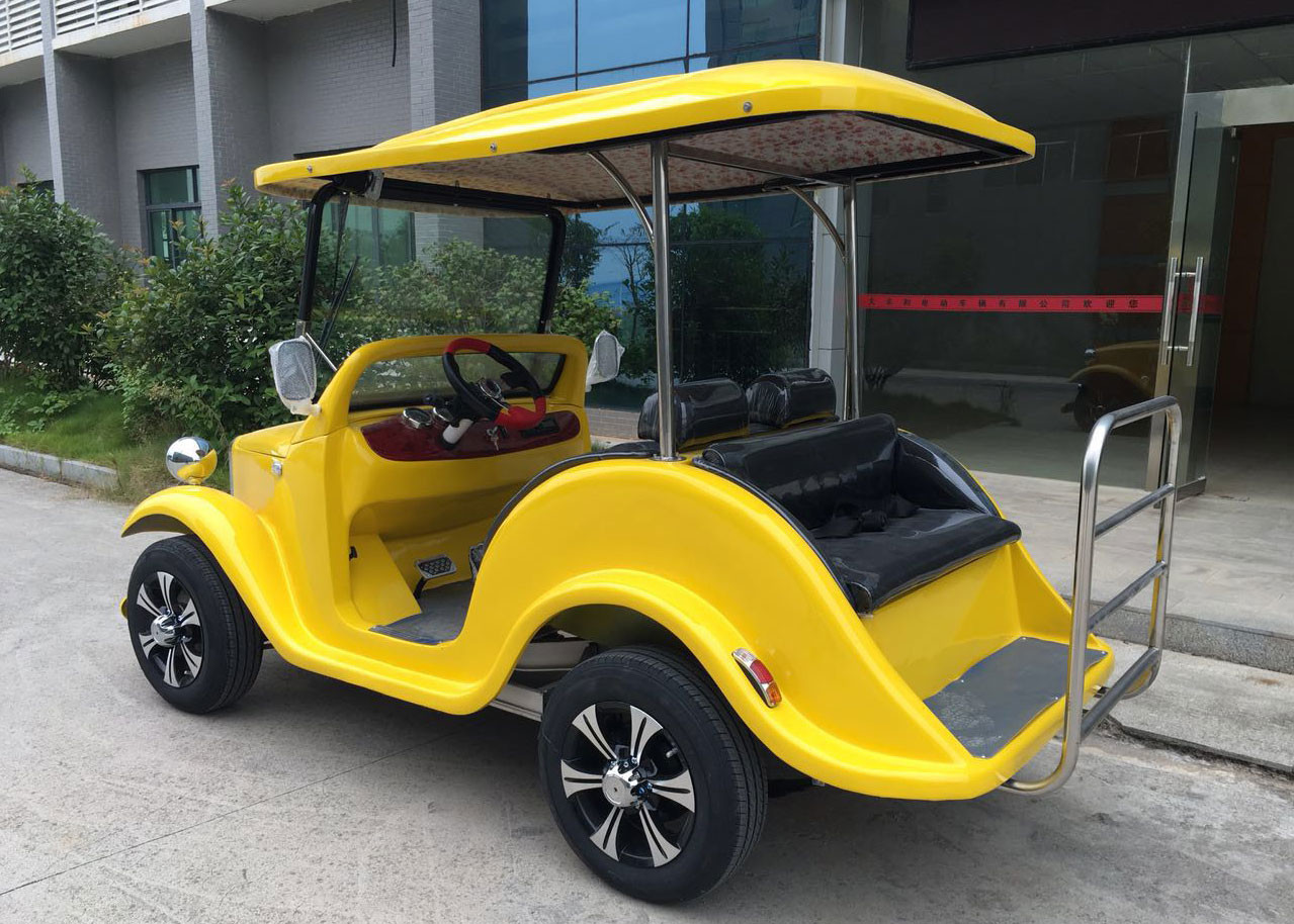 Yellow Color Classic Golf Cart Club Golf Cart 4 Seater 1165mm Front Tread
