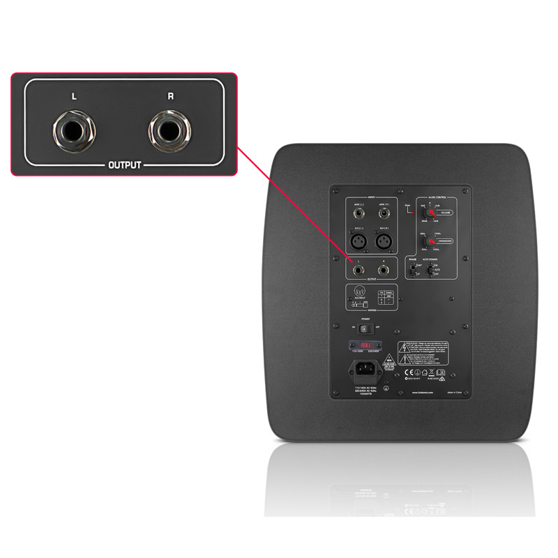 Black Sealed Solid MDF Enclosure Powered Subwoofer For Home Theater With XLR Inputs Crossover