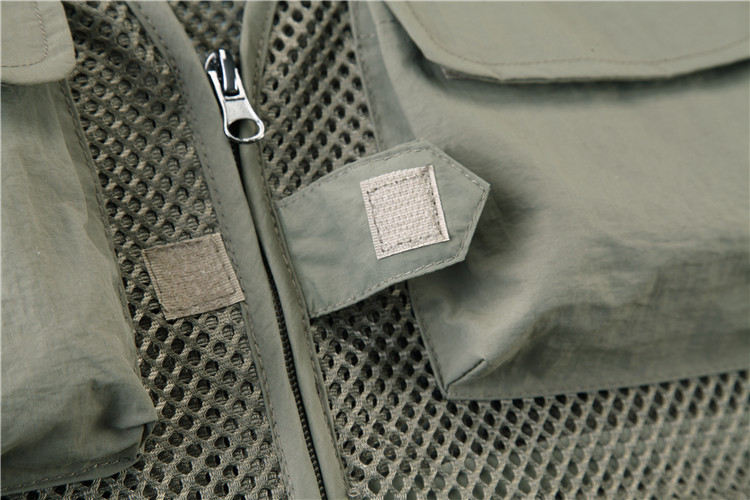 Custom Design Zip Black Utility Outdoor Workwear Journalist Multi-pocket Sleeveless Fishing Men Vest with Mesh