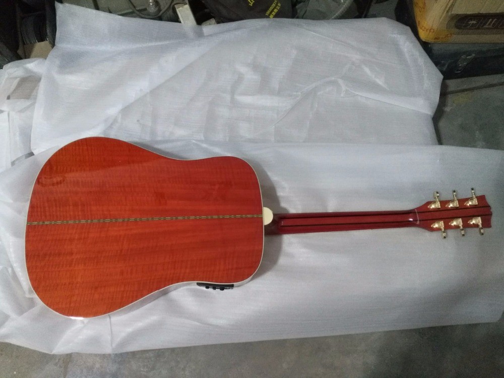 Best quality Dove style solid AAA spruce wood top flame maple back and side acoustic electric Guitar