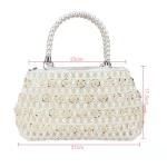 White 6mm Pearl Clutch Handbag Hand Woven Gold Rose shape OEM ODM