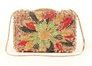 Quality Multi Color Crossbody Stone Clutch Bag Diamond Gold Pu Lining For Women wholesale
