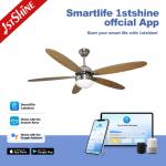 Dimmable 52 inch 3 Color LED Light Ceiling Fan Indoor Plywood Blade