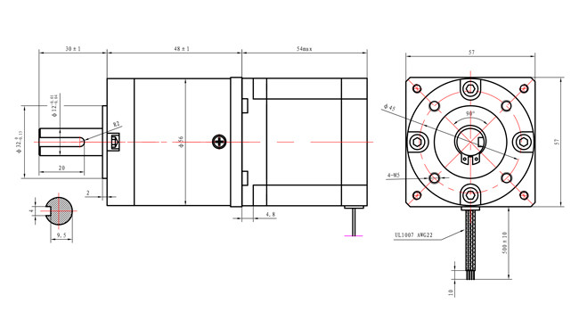 NEMA 23 Ratio 4/1 Planetary Gearbox Stepper Motor With Gearbox with CE ISO