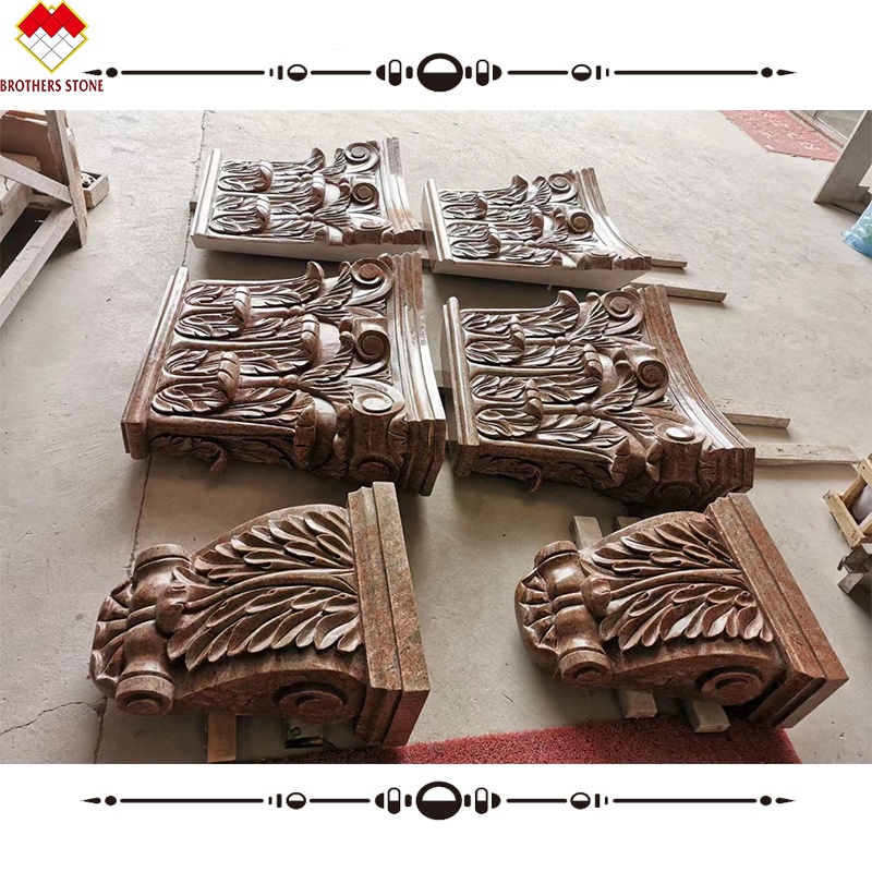 Hand Carved Beige Marble Column Capital for Garden Roman Pillars Square Column