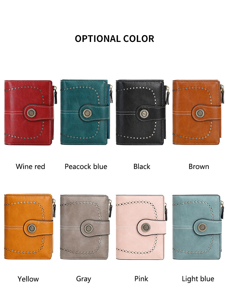 RFID Blocking Women's Leather Wallet with Small Bifold Design and Custom Logo Option