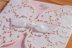 Pink lace hand-cut wedding invitations Personality invitation card