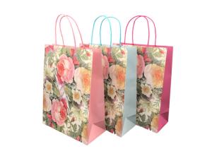 Quality Exquisite Sustainable Promotional Paper Gift Bags Flower Pattern Design wholesale