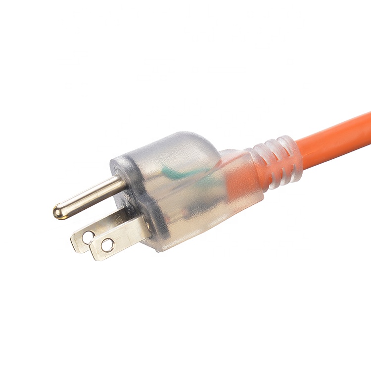 AC Power Cord ETL Medium / Heavy Duty SJTW 8/10/12 AWG NEMA Outdoor Orange Extension Cord Weather-Resistant Garden Patio US Plug Standard