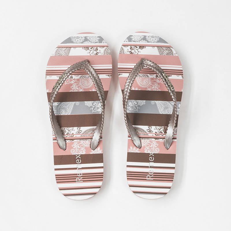 38EU Reusable Thin Strap Flip Flops Womens Striped Stitching