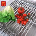 Foldable 0.97KG Steel Kitchen Basket Rack Titanium Square