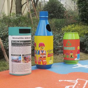 Quality Advertising 45L Galvanized Steel Outdoor Trash Can 3 Compartments wholesale