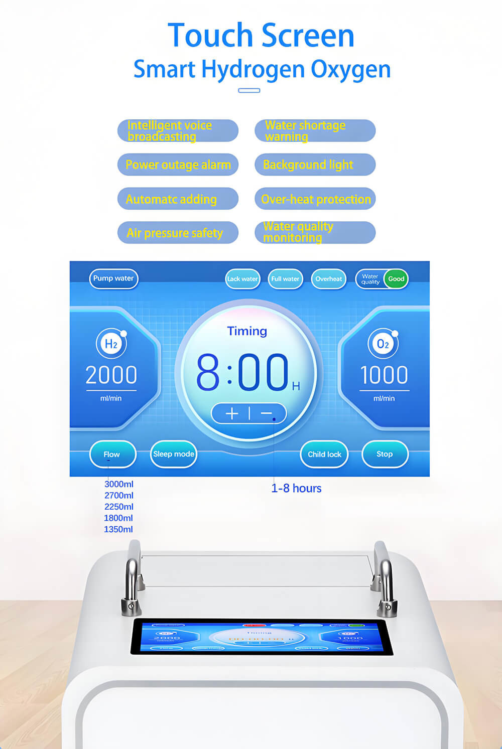 Brown Gas Machine SPE PEM Hydrogen Generator 3000ml Hydrogen Inhalation Machine WEIZI