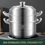 Custom Kitchen Cookware 3 layer Food Steamer Cooker Steamer Pot 304 Stainless