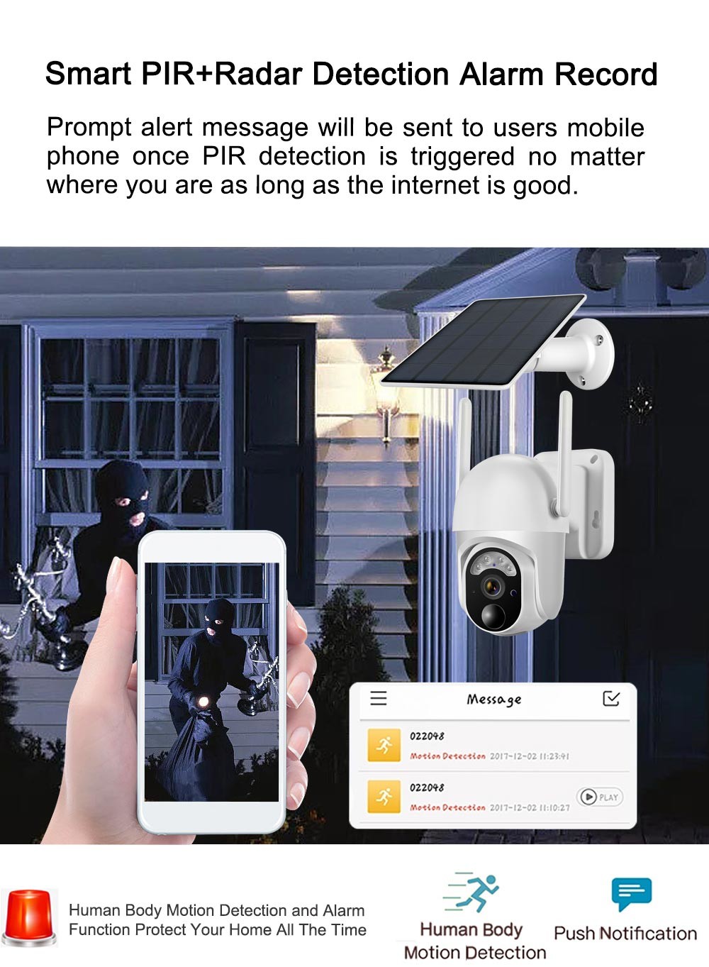 2K HD Solar Powered 4G PTZ Camera Sim Card Camera Non Stop