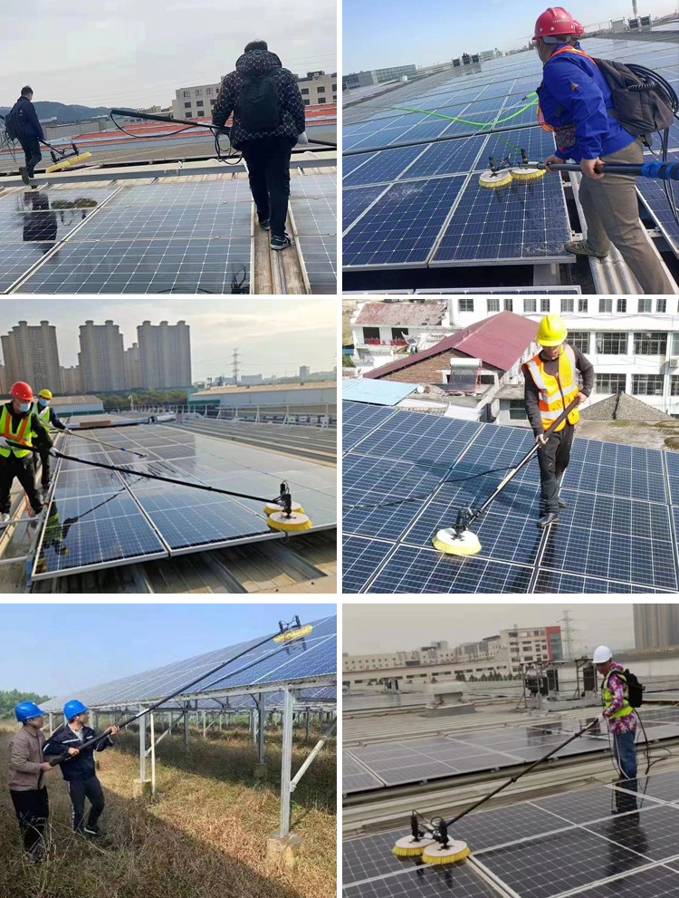 7.5m Lithium Battery Telescopic Solar Panel Cleaning Brush Double Head