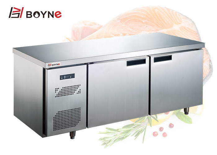 Food Grade Kitchen Work Bench With Cabinet Thickness Steel For Restaurant