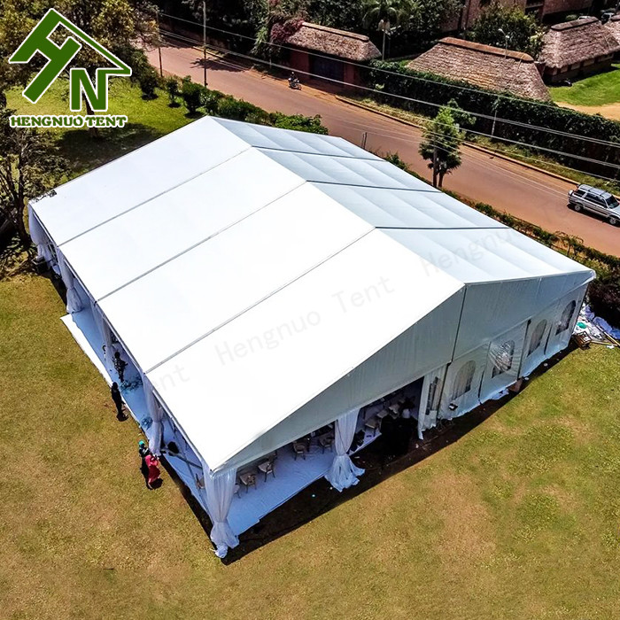 Cutomized Hard Glass Wall Waterproof Fabric Tent 18 Degree Pitch 30m Long