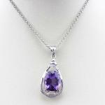925 Silver Jewelry 9mmx11mm Amethyat Cubic Zircon Pendant(PSJ0406)