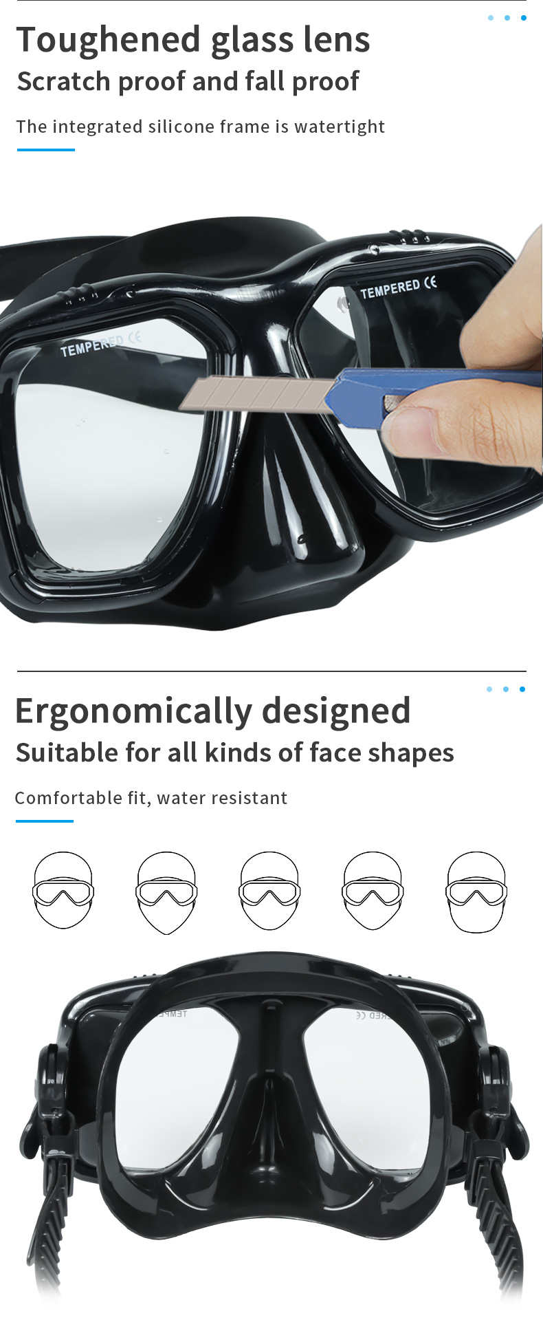 Woman Anti Fog Bifocal Dive Mask Diving Scuba HD Tempered Glass Lens