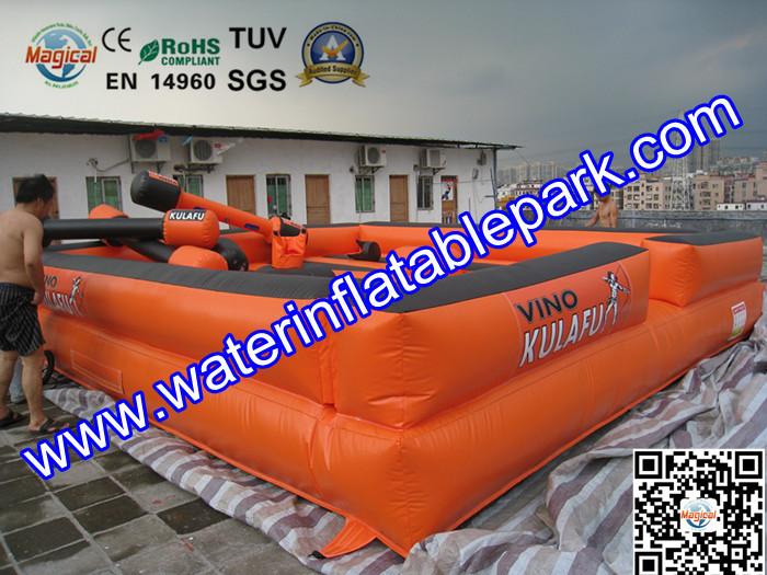Orange Square Inflatable Gladiator Joust / Durable Inflatable Jousting Arena