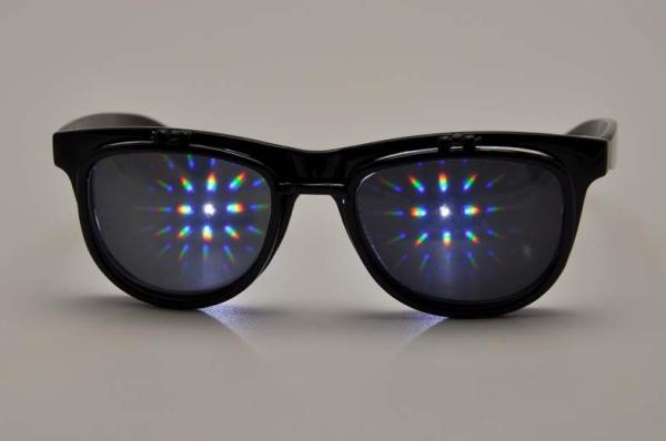 Fashionable Flip UP Diffraction Rainbow 3D Fireworks Glasses Plastic For