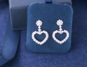 Quality Eternity Heart Cubic Zirconia 925 Sterling Silver Dangle Earrings ODM wholesale