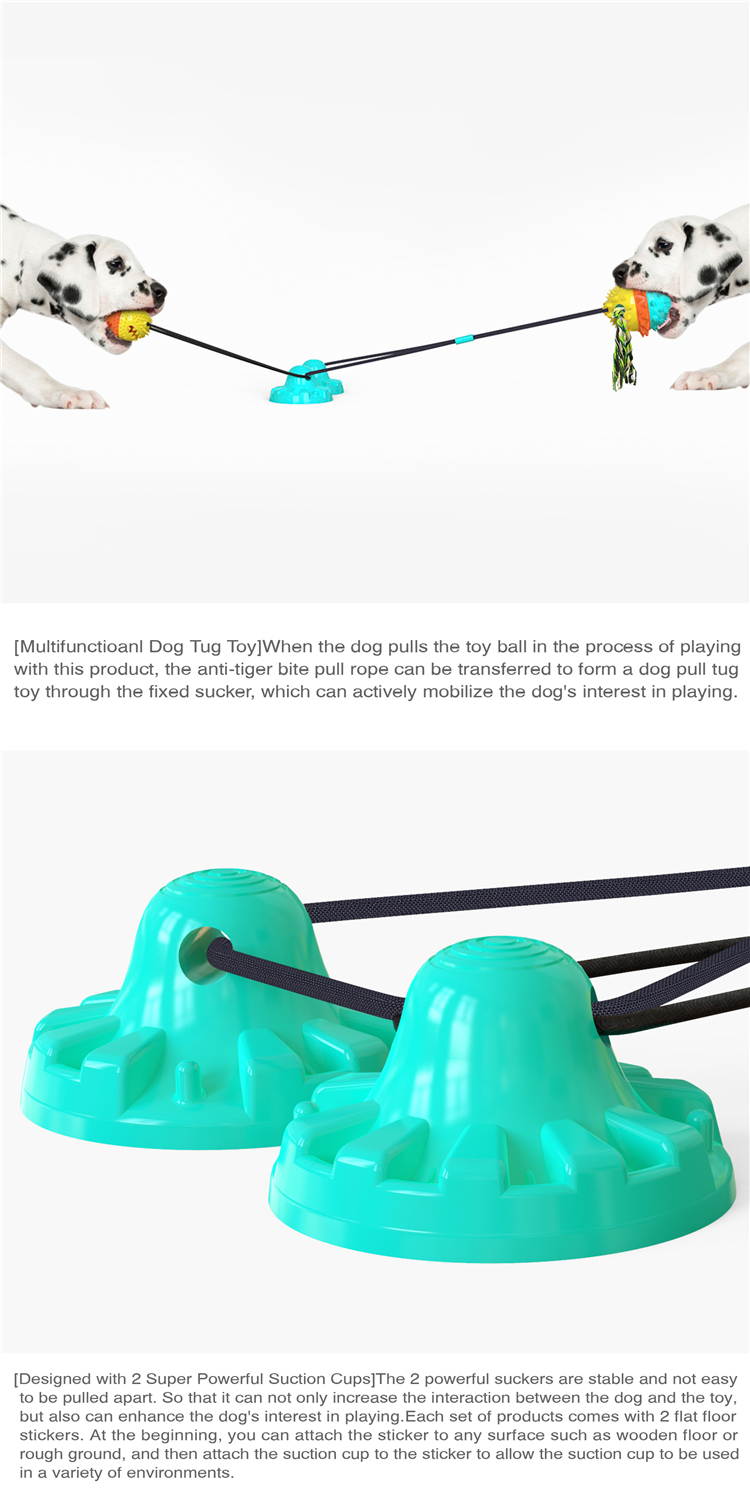 Hot Sale Molar Bite Resistant Double Suction Cup Dog Chew Rope Ball Pull Toy