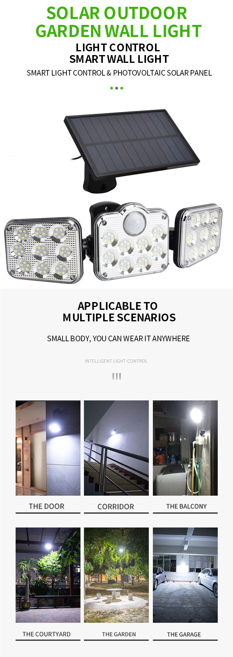 300w Pir Sensor Outdoor Solar LED Wall Lights 171 LED SMD 200x135x115mm