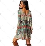 Ethnic Style Round Collar Tribal Print Tassel Women polyester Dress